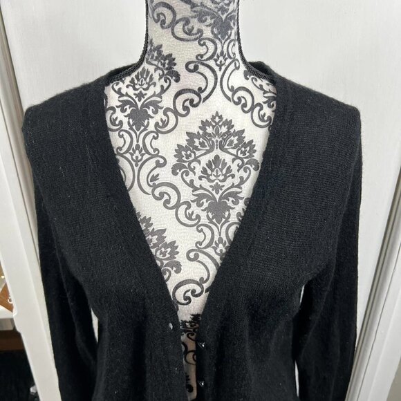 J.Crew Mercantile Black Alpaca Blend Lace Trim Button Cardigan – Size M - Picture 4 of 11